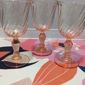 Pink depression era glasses, set of 3